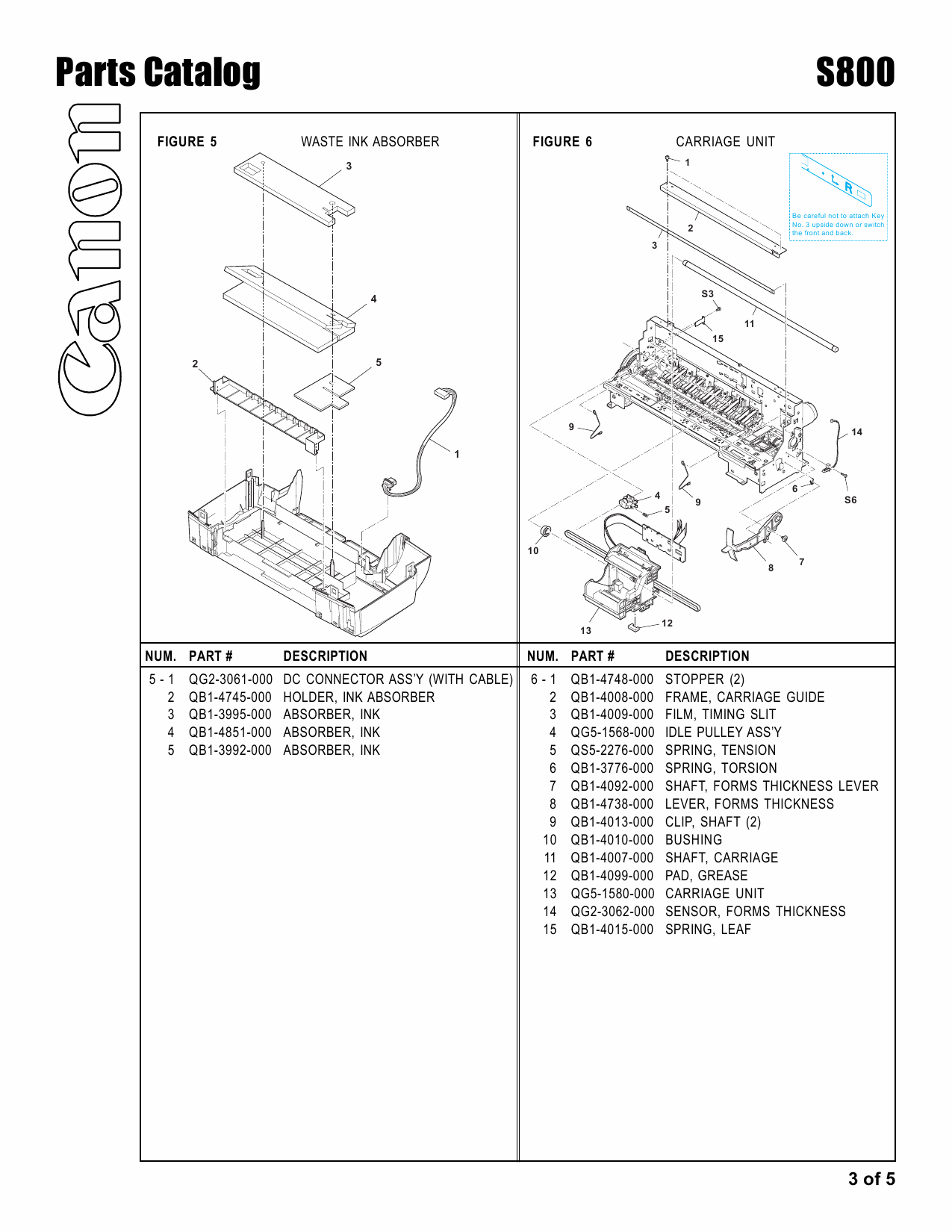 Canon PIXUS S800 Parts Catalog Manual-4